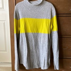Sweater with mock neck & neon yellow stripe- medium TALL